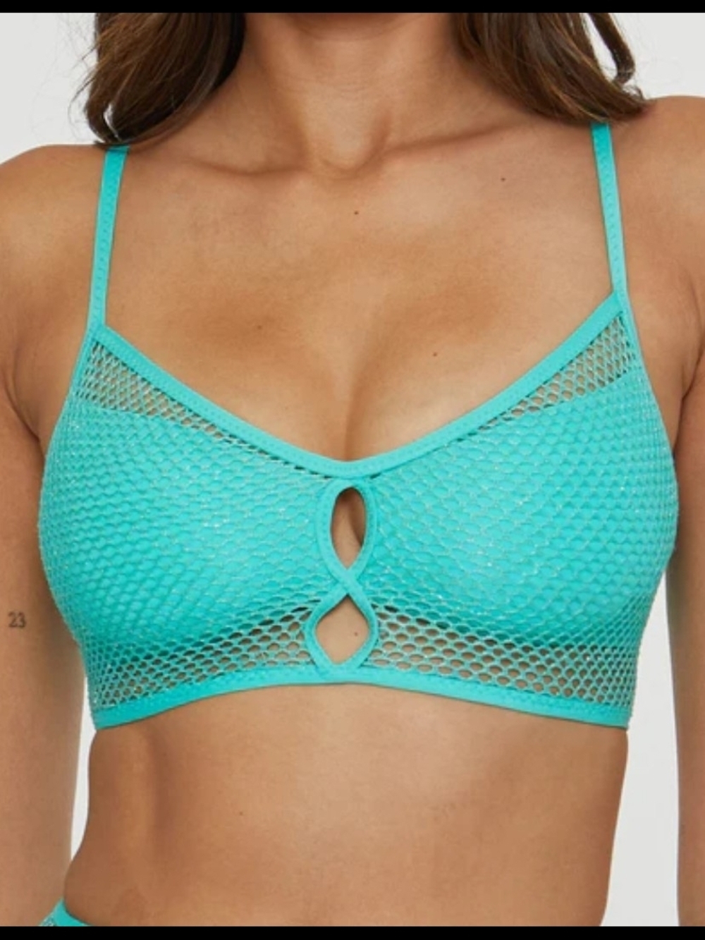 BECCA Turquoise Mesh Keyhole Bikini Top